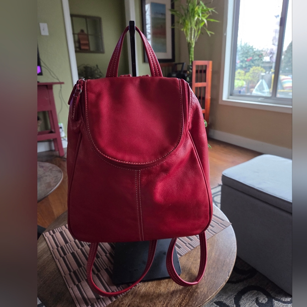 Tignanello Cherry Red Leather Backpack